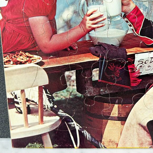 Vintage 1950s Dry Gulch Little Cowboy Drinking Milk Frame Tray Puzzle 28 Pieces - Picture 3 of 6